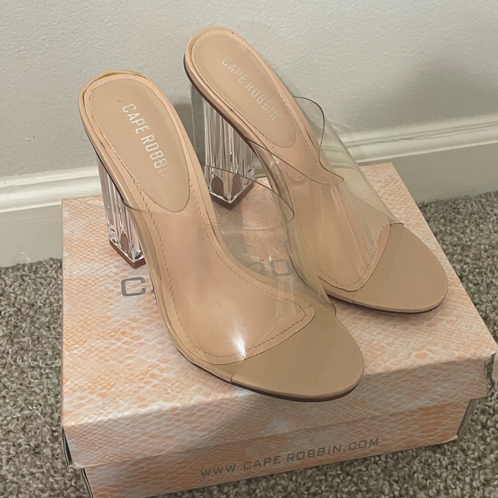 Clear nude heels